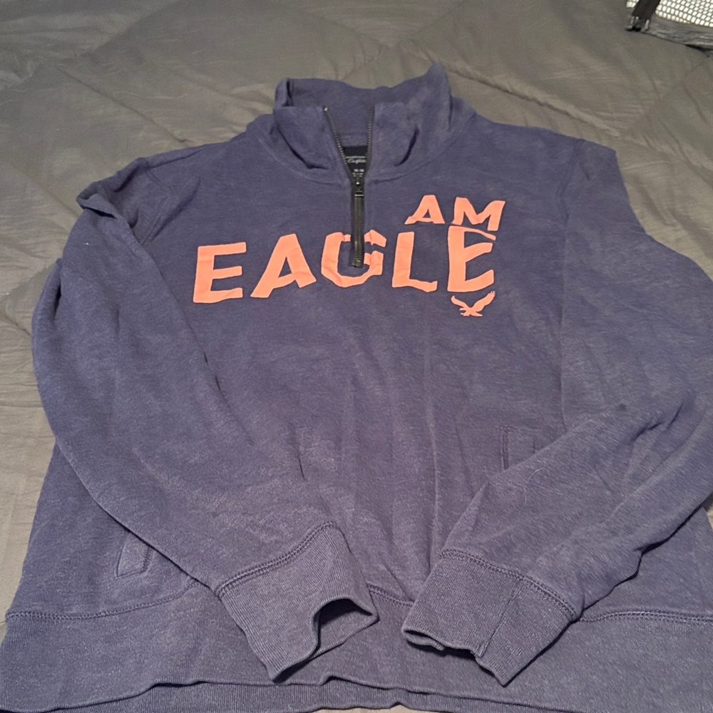 American Eagle Outfitters Blue Sweatshirt with Pink Logo